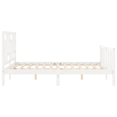 vidaXL Bed Frame without Mattress White King Size Solid Wood Pine