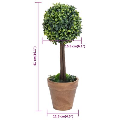 vidaXL Artificial Boxwood Plants 2 pcs with Pots Ball Shaped Green 41 cm