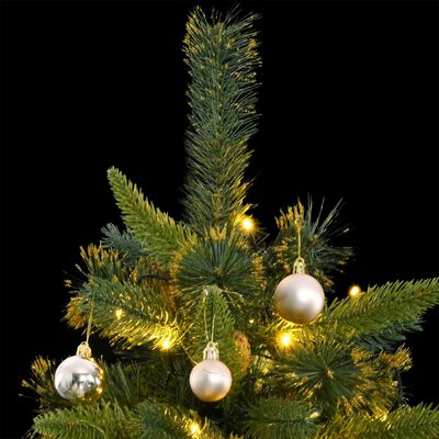 vidaXL Artificial Hinged Christmas Tree 300 LEDs & Ball Set 180 cm