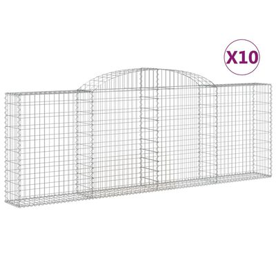 vidaXL Arched Gabion Baskets 10 pcs 300x30x100/120 cm Galvanised Iron