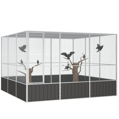 vidaXL Bird Cage Anthracite 302.5x324.5x211.5 cm Galvanised Steel