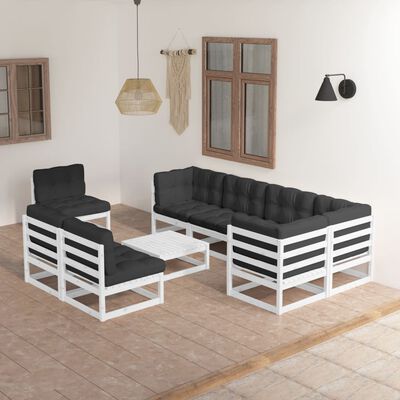 vidaXL 9 Piece Garden Lounge Set with Cushions Solid Pinewood