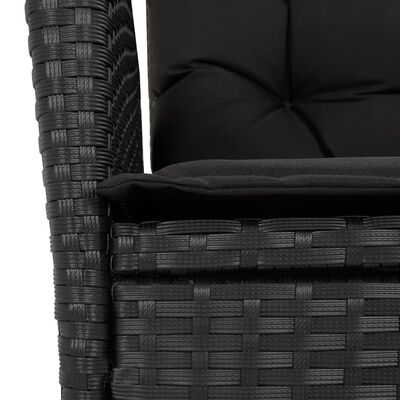 vidaXL 5 Piece Garden Dining Set with Cushions Black Poly Rattan