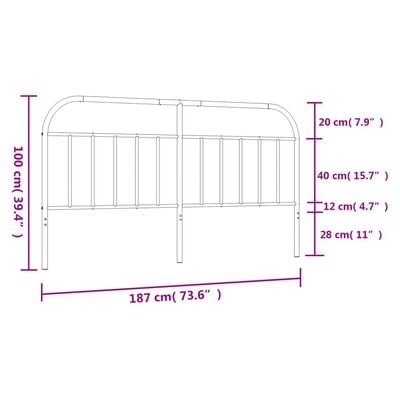 vidaXL Metal Headboard White 180 cm