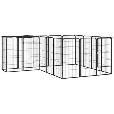 vidaXL 18-Panel Dog Playpen Black 50x100 cm Powder-coated Steel