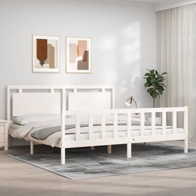 vidaXL Bed Frame without Mattress White Solid Wood Pine