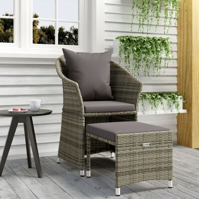 vidaXL 2 Piece Garden Lounge Set with Cushions Grey Poly Rattan