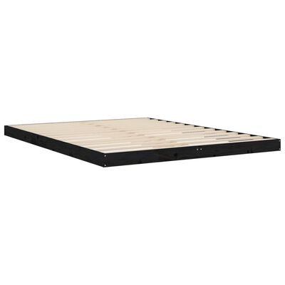 vidaXL Bed Frame without Mattress Black 150x200 cm King Size Solid Wood Pine