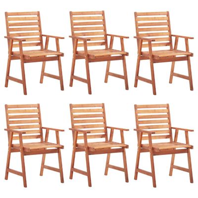 vidaXL Outdoor Dining Chairs 6 pcs with Cushions Solid Acacia Wood