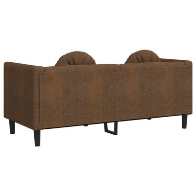 vidaXL Sofa with Cushions 2-Seater Brown Faux Suede Leather