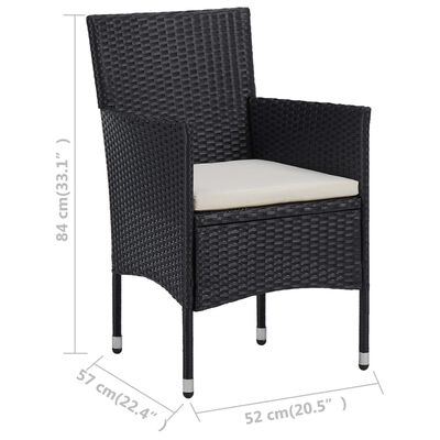 vidaXL 11 Piece Garden Dining Set Poly Rattan Black