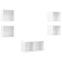 vidaXL 5 Piece TV Cabinet Set High Gloss White Engineered Wood