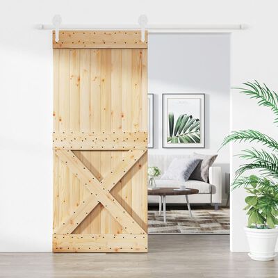 vidaXL Sliding Door with Hardware Set 90x210 cm Solid Wood Pine