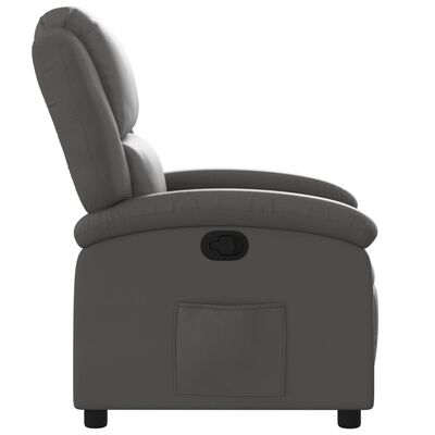 vidaXL Recliner Chair Grey Real Leather