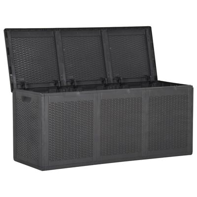 vidaXL Garden Storage Box 270L Black PP Rattan