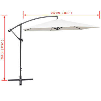 vidaXL Cantilever Garden Parasol 3 m Sand White