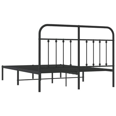 vidaXL Metal Bed Frame without Mattress with Headboard Black 135x190 cm Double