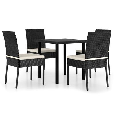 vidaXL 5 Piece Garden Dining Set Poly Rattan Black