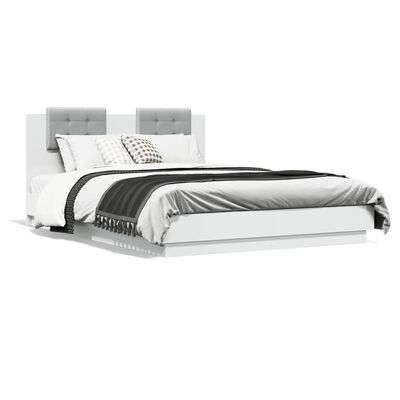 vidaXL Bed Frame with LED without Mattress White 150x200 cm King Size