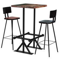 vidaXL Bar Set 3 Piece Solid Reclaimed Wood Multicolour