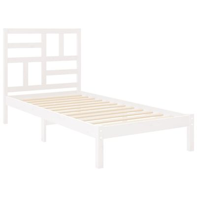 vidaXL Bed Frame White Solid Wood 90X190 cm Single