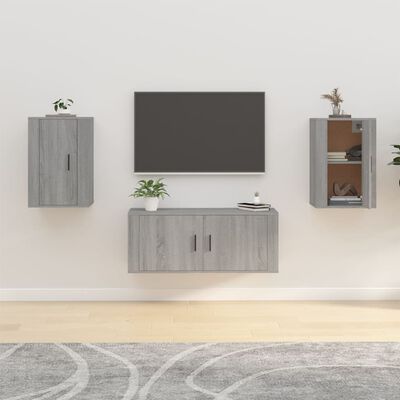 vidaXL Wall Mounted TV Cabinets 2 pcs Grey Sonoma 40x34.5x60 cm