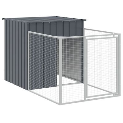 vidaXL Dog House with Run Anthracite 110x201x110 cm Galvanised Steel