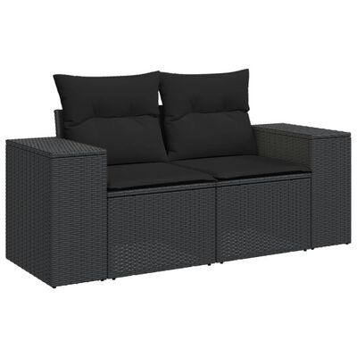 vidaXL 9 Piece Garden Sofa Set with Cushions Black Poly Rattan