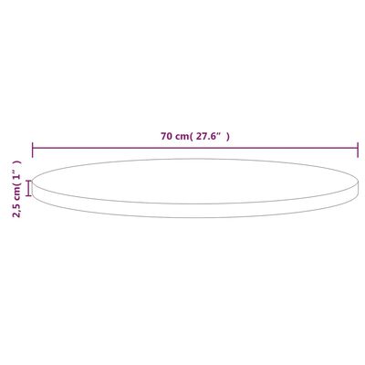 vidaXL Table Top Ø70x2.5 cm Solid Wood Pine