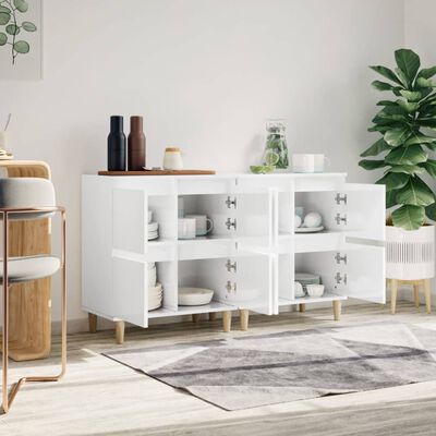 vidaXL Sideboards 2 pcs High Gloss White 60x35x70 cm Engineered Wood