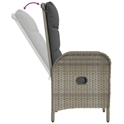 vidaXL 3 Piece Garden Lounge Set with Cushions Grey Poly Rattan