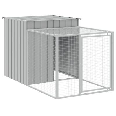 vidaXL Chicken Cage with Run Light Grey 110x609x110 cm Galvanised Steel