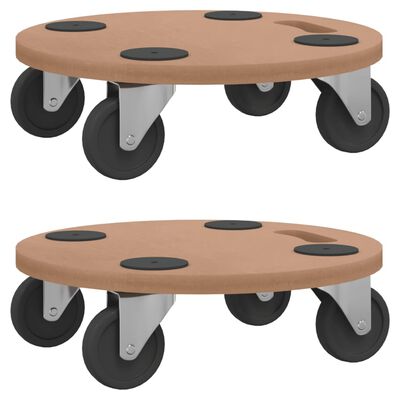 vidaXL Dolly Trolleys 2 pcs Round Engineered Wood