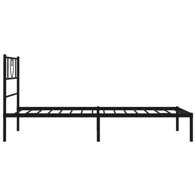 vidaXL Metal Bed Frame without Mattress with Headboard Black 90x190 cm Single