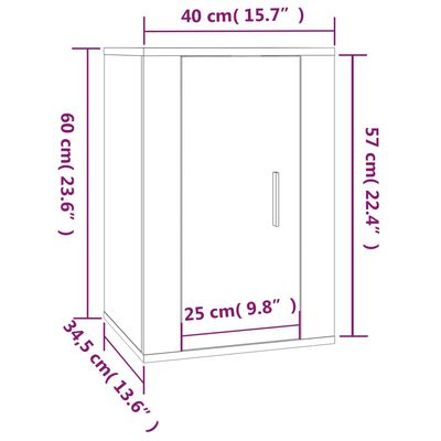 vidaXL Wall Mounted TV Cabinet Sonoma Oak 40x34.5x60 cm