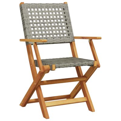 vidaXL Garden Chairs 2 pcs Grey Solid Wood Acacia and Poly Rattan