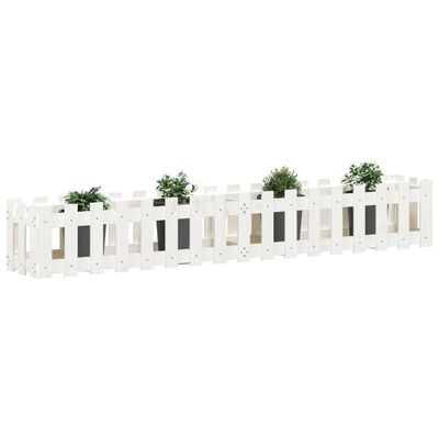 vidaXL Garden Raised Bed with Fence Design White 200x30x30 cm Solid Wood Pine