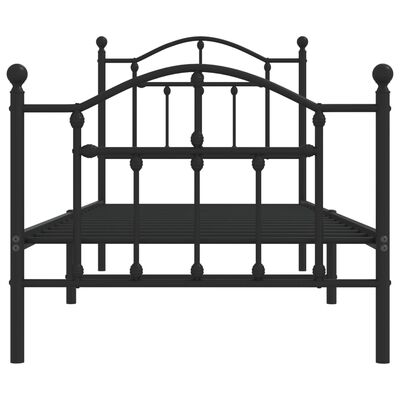 vidaXL Metal Bed Frame without Mattress with Footboard Black 90x190 cm Single