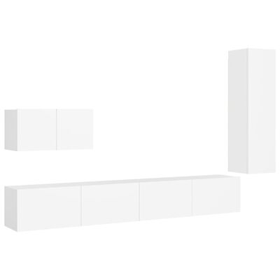 vidaXL 4 Piece TV Cabinet Set White Engineered Wood