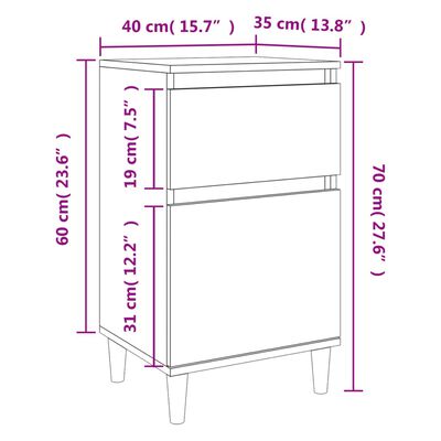 vidaXL Bedside Cabinet Black 40x35x70 cm