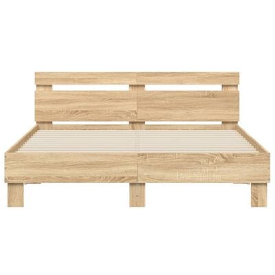 vidaXL Bed Frame with LED without Mattress Sonoma Oak 150x200 cm King Size