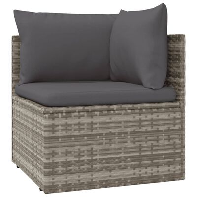 vidaXL 4 Piece Garden Lounge Set with Cushions Grey Poly Rattan