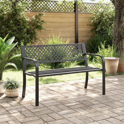 vidaXL Garden Bench 119 cm Black Steel