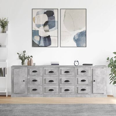 vidaXL Sideboards 3 pcs Concrete Grey Engineered Wood