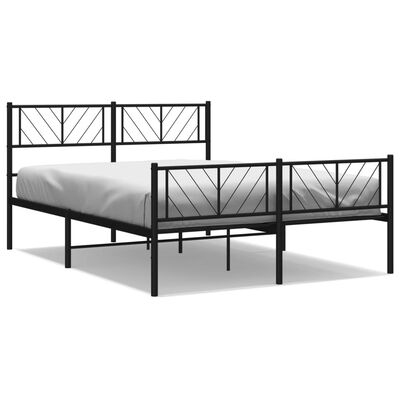 vidaXL Metal Bed Frame without Mattress with Footboard Black 135x190 cm Double