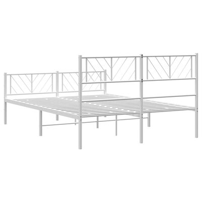 vidaXL Metal Bed Frame without Mattress with Footboard White 135x190 cm Double