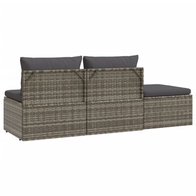 vidaXL 3 Piece Garden Lounge Set with Cushions Grey Poly Rattan