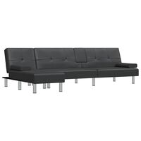 vidaXL L-shaped Sofa Bed Black 255x140x70 cm Faux Leather