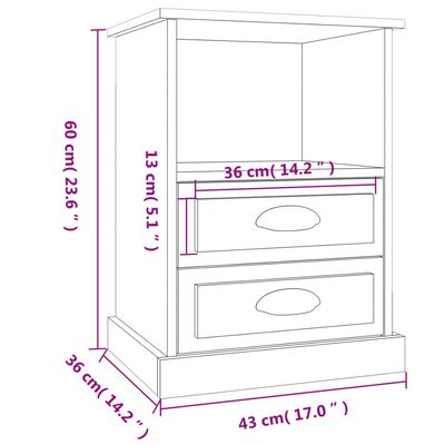 vidaXL Bedside Cabinets 2 pcs Brown Oak 43x36x60 cm