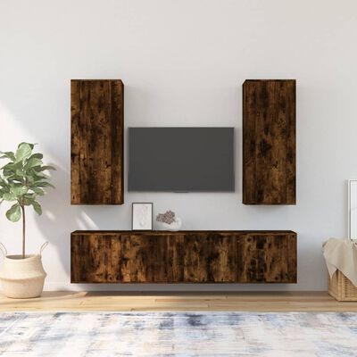 vidaXL 5 Piece TV Cabinet Set Smoked Oak Engineered Wood